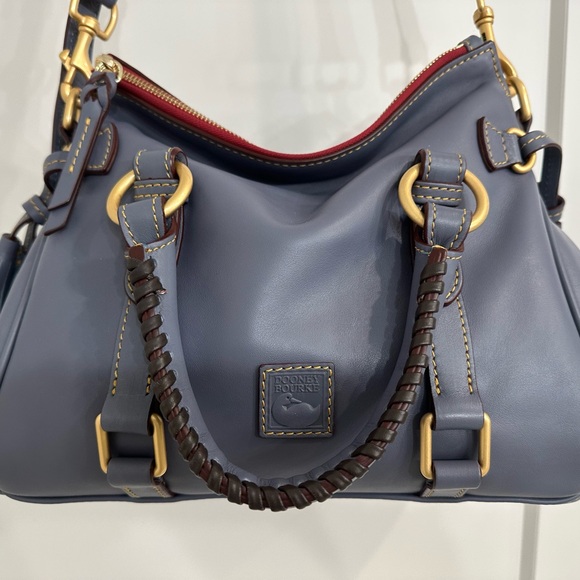 Dooney & Bourke Steel  Blue Leather Floretine Satchel - Picture 3 of 4